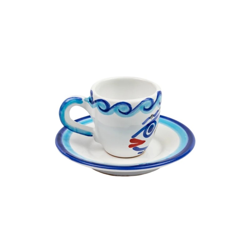 Tazzina da caffè Piattino Levante ceramiche de simone Mangiallegro TZZ56LE