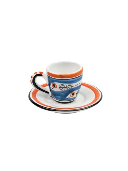 Tazzina da caffè Piattino Itaca ceramiche artigianali siciliane de simone Mangiallegro TZZ56IT