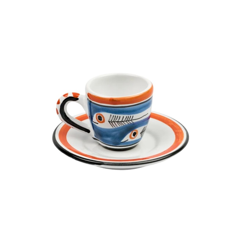 Tazzina da caffè Piattino Itaca ceramiche artigianali siciliane de simone Mangiallegro TZZ56IT