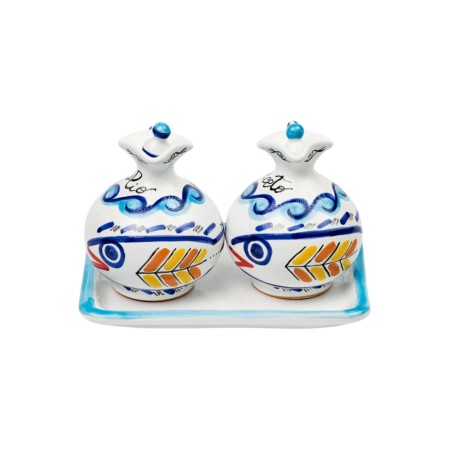 Handmade ceramic Oil vinegar set Levante De Simone sicilian pottery