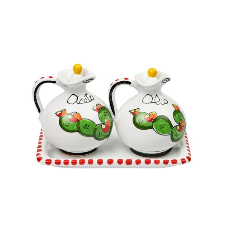 Oil vinegar set Prickly Pears De Simone pottery