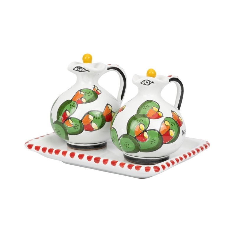 Oil and vinegar set Prickly Pears De Simone pottery