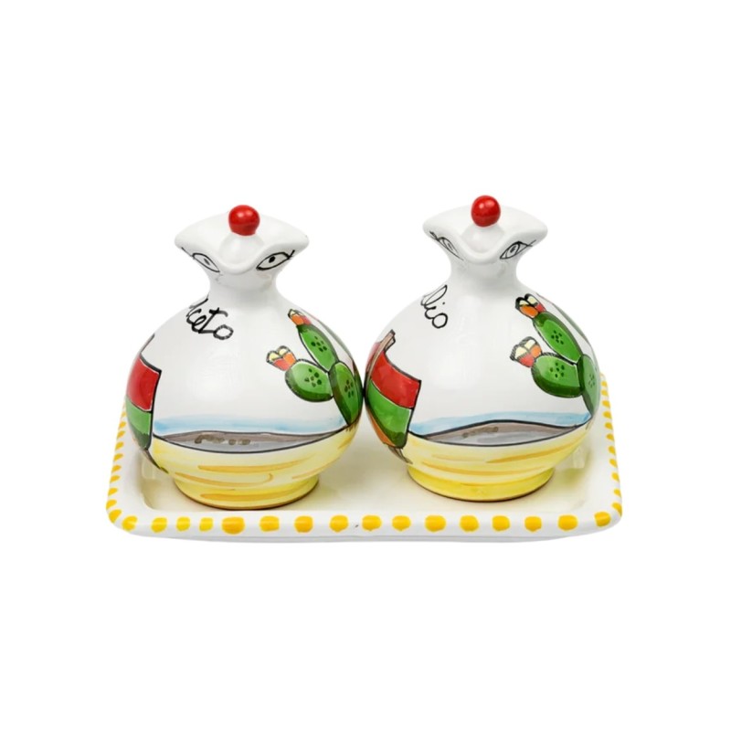 Set olio e aceto Dammusi Elaborato Ceramiche artigianali De Simone