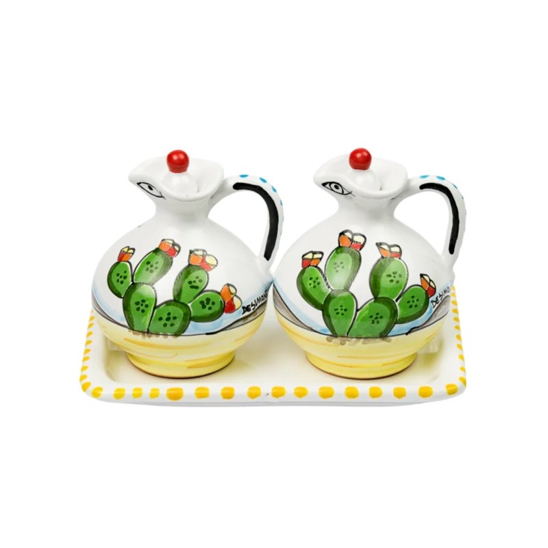 Oil vinegar set Dammusi Elaborato De Simone pottery