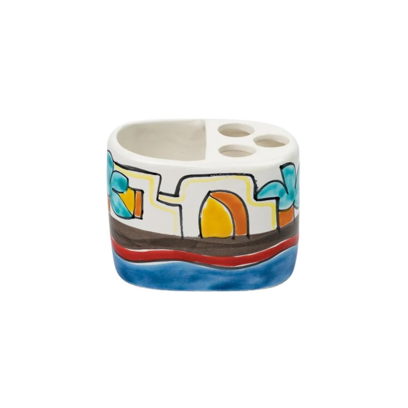 Handmade ceramic sicilian Toothbrush Holder de simone pottery Dammusi