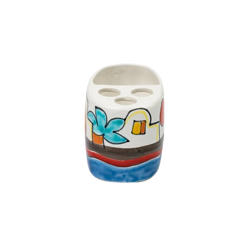 Porta spazzolini artigianale ceramiche siciliane de simone Dammusi