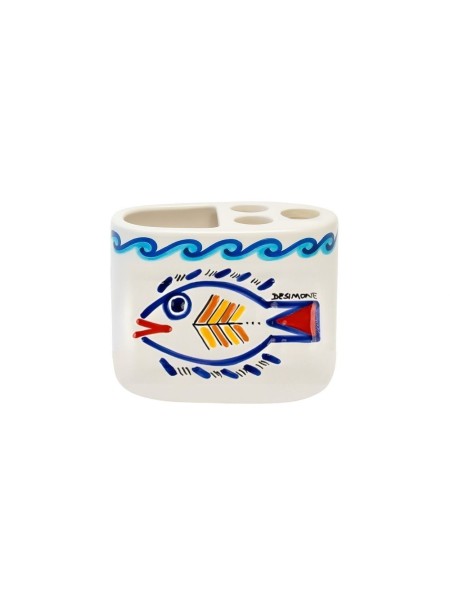Handmade ceramic sicilian Toothbrush Holder de simone pottery Levante