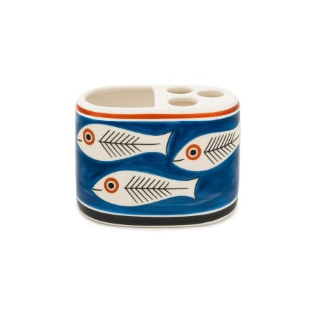Handmade ceramic sicilian Toothbrush Holder de simone pottery Itaca