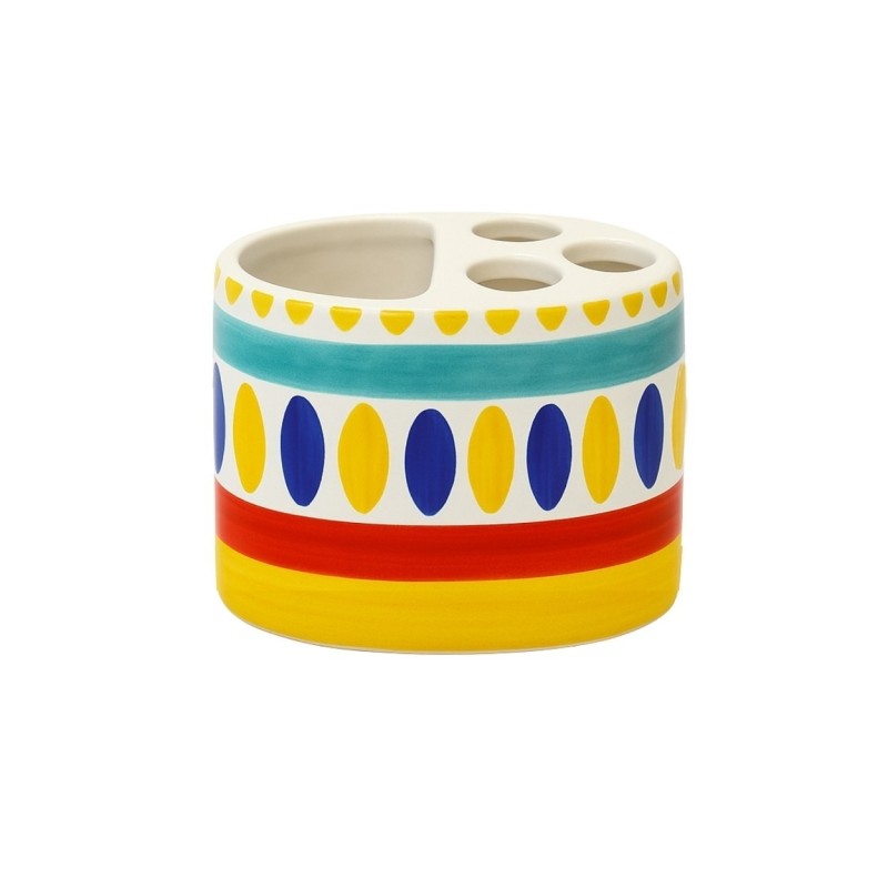 Handmade ceramic sicilian Toothbrush Holder de simone pottery Lipari