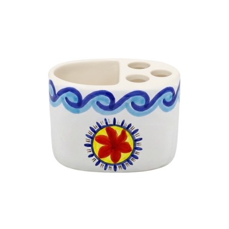 Handmade ceramic sicilian Toothbrush Holder de simone pottery Tramontana