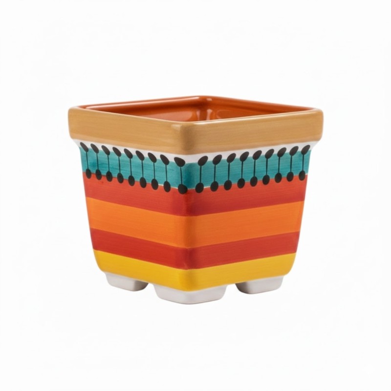 Square plant pot Pantelleria De Simone Sicilian handmade pottery