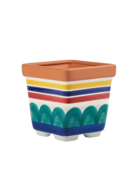 Square plant pot Alicudi De Simone Sicilian handmade pottery
