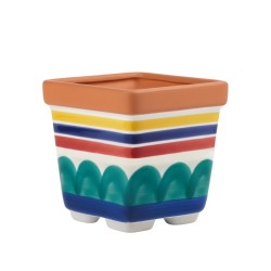 Square plant pot Alicudi De Simone Sicilian handmade pottery