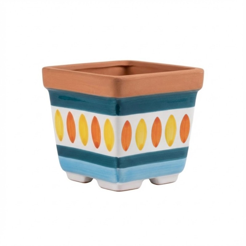 Square plant pot Solunto De Simone Sicilian handmade pottery