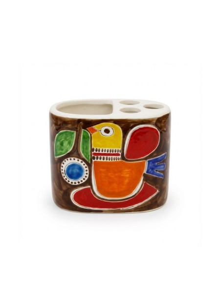 Handmade ceramic sicilian Toothbrush Holder de simone pottery Stromboli