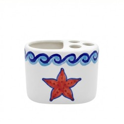 Handmade ceramic sicilian Toothbrush Holder de simone pottery Maestrale