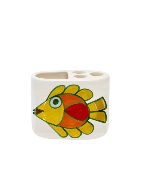 Handmade ceramic sicilian Toothbrush Holder de simone pottery Panarea