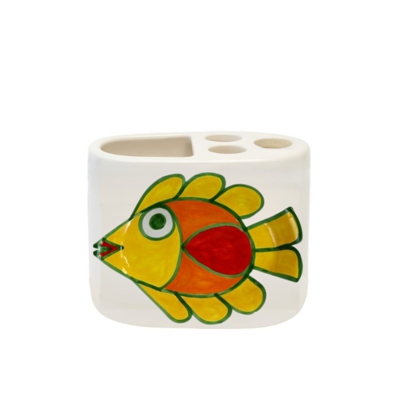 Handmade ceramic sicilian Toothbrush Holder de simone pottery Panarea