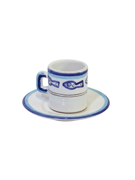 Tazzina caffè cilindrica con Piattino Corfù Ceramiche De Simone
