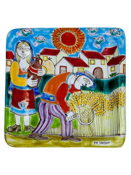 Piatto Quadrato 24x24 DS Raccolta del grano