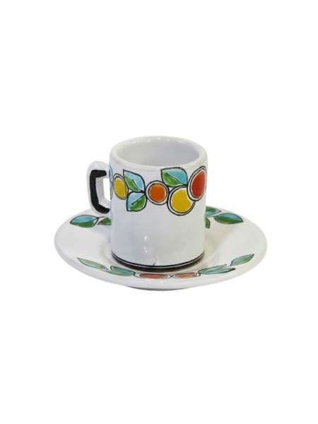 Tazzina caffè cilindrica con Piattino Arance e Limoni Ceramiche De Simone