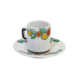 cylindrical coffee Cup with Saucer Arance e Limoni Ceramiche De Simone