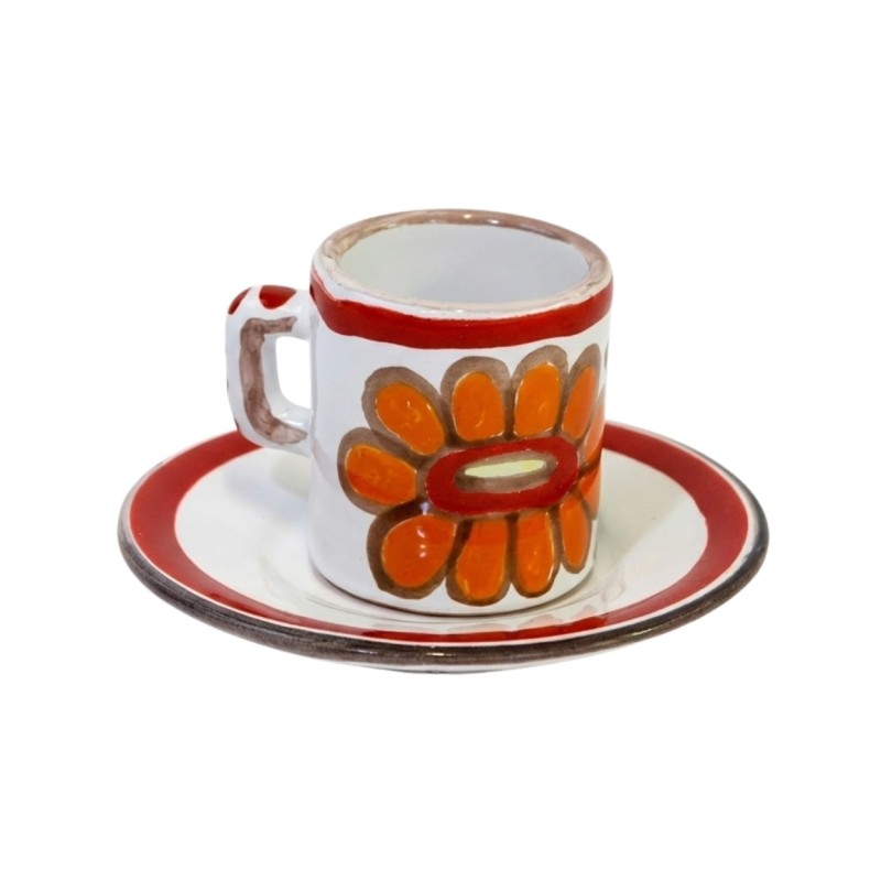 cylindrical Coffee Cup with Saucer Linosa Ceramiche De Simone