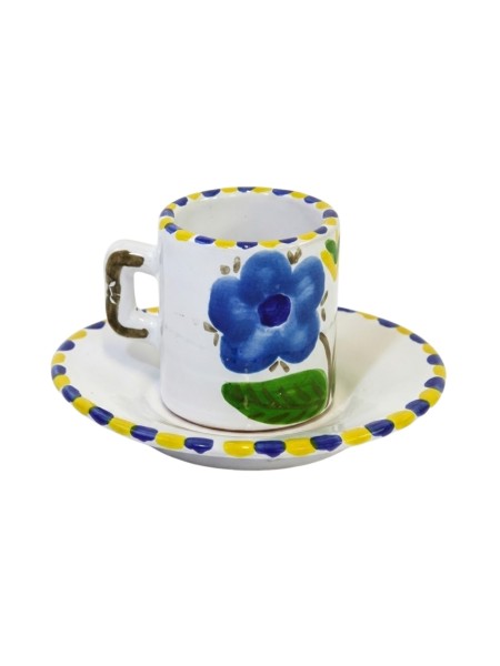 cylindrical Coffee Cup with Saucer Lampione Ceramiche De Simone