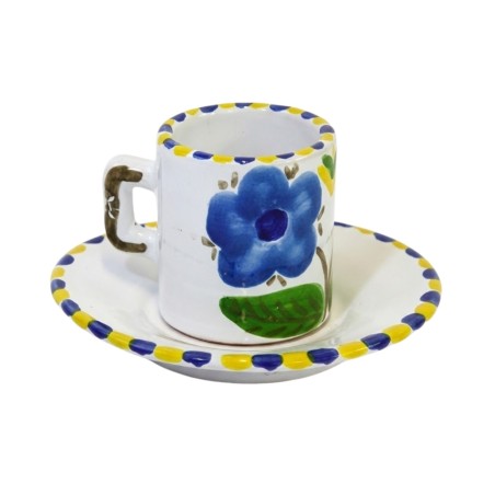 cylindrical Coffee Cup with Saucer Lampione Ceramiche De Simone