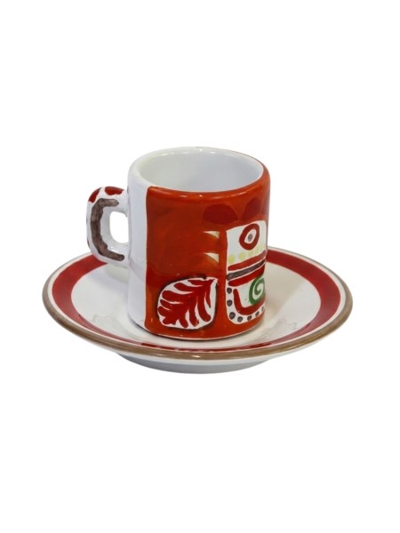 cylindrical Coffee Cup with Saucer Marettimo Ceramiche De Simone