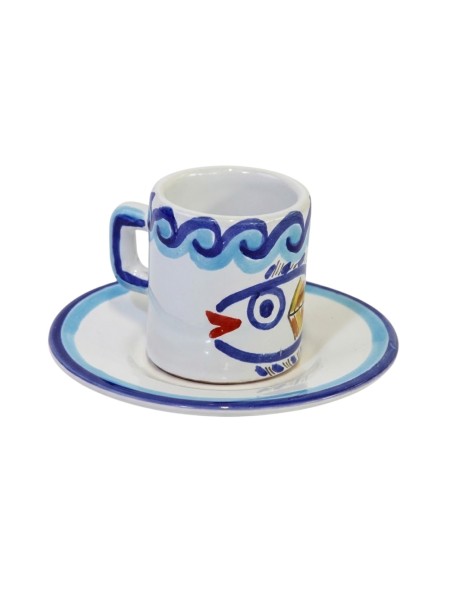 Tazzina caffè cilindrica Piattino Levante Ceramiche siciliane De Simone