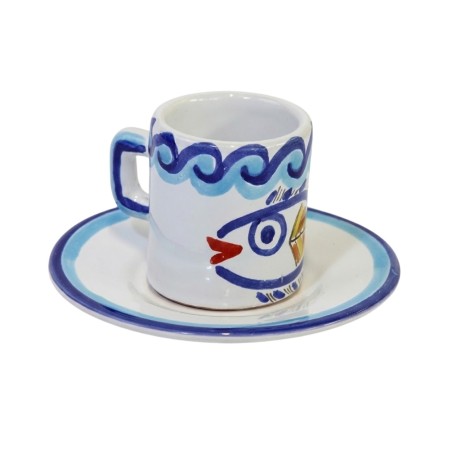 Tazzina caffè cilindrica Piattino Levante Ceramiche siciliane De Simone