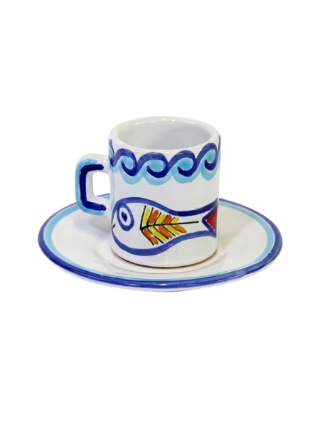 cylindrical Coffee Cup with Saucer Scirocco Ceramiche De Simone