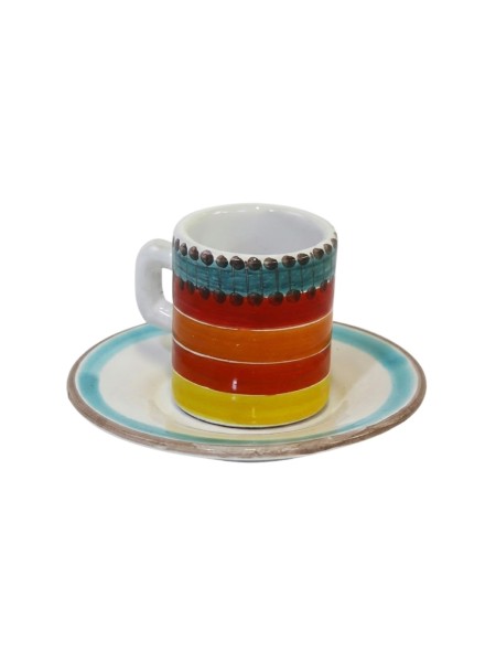 Tazzina caffè cilindrica Piattino Pantelleria Ceramiche siciliane De Simone