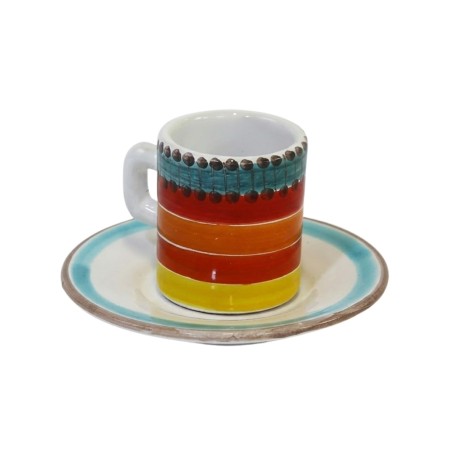 Tazzina caffè cilindrica Piattino Pantelleria Ceramiche siciliane De Simone