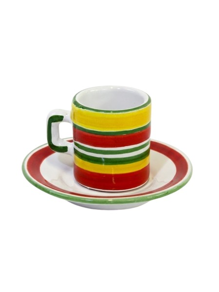 Tazzina caffè cilindrica Piattino Procida Ceramiche siciliane De Simone