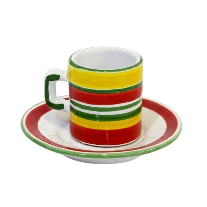 Tazzina caffè cilindrica Piattino Procida Ceramiche siciliane De Simone