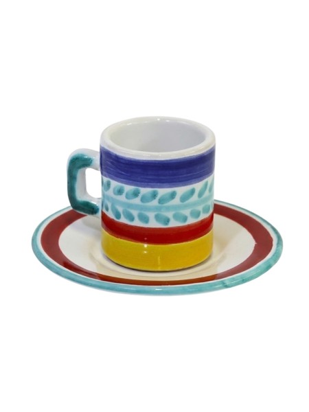Tazzina caffè cilindrica Piattino Selinunte Ceramiche siciliane De Simone