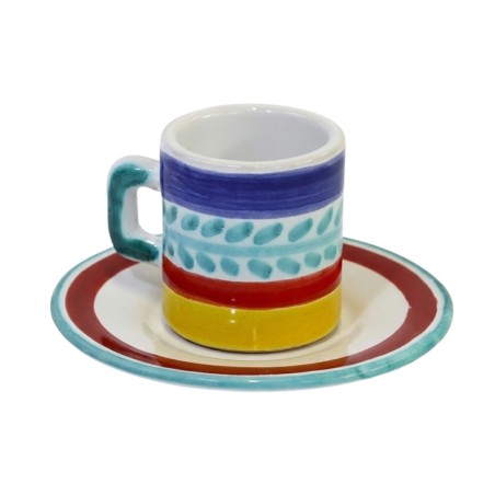 Cylindrical Coffee Cup with Saucer Selinunte Ceramiche De Simone