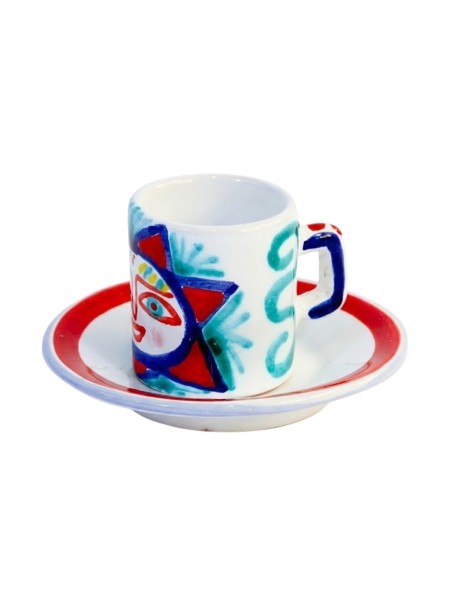 Cylindrical Coffee Cup with Saucer Salina Ceramiche De Simone
