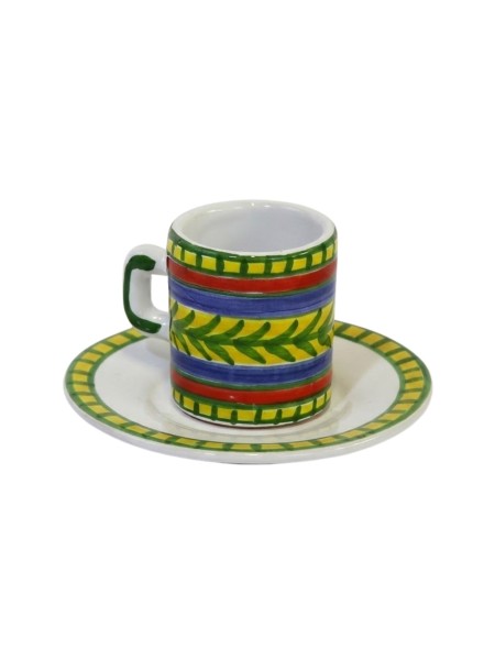 Tazzina caffè cilindrica Piattino Vulcano Ceramiche siciliane De Simone