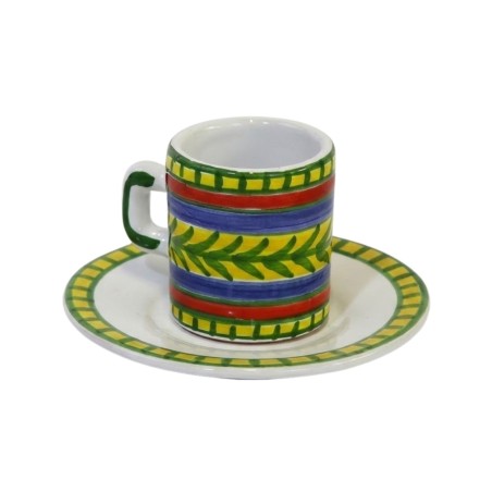 Tazzina caffè cilindrica Piattino Vulcano Ceramiche siciliane De Simone