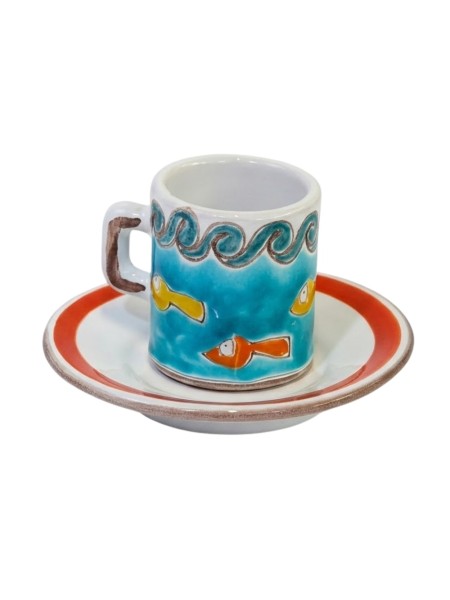 Cylindrical Coffee Cup with Saucer Gadir Ceramiche De Simone