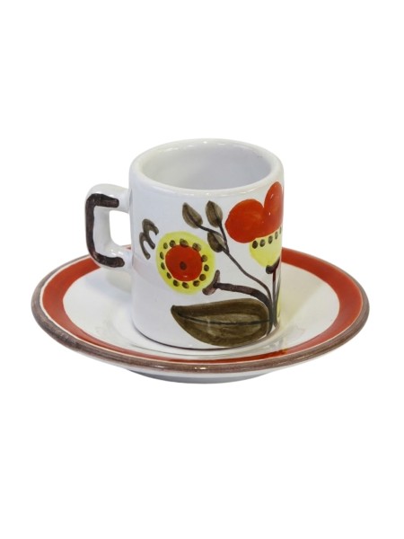 Cylindrical Coffee Cup with Saucer Eolie Ceramiche De Simone