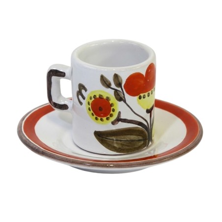 Tazzina caffè cilindrica Piattino Eolie Ceramiche siciliane De Simone