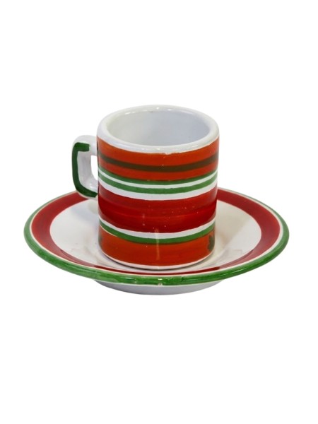 Tazzina caffè cilindrica Piattino Capri Ceramiche siciliane De Simone