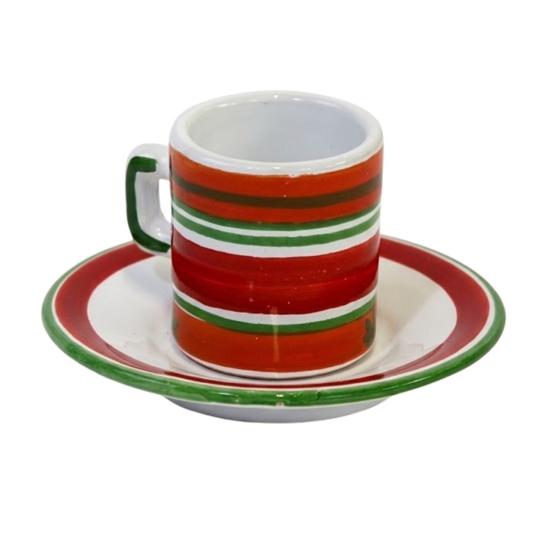 Tazzina caffè cilindrica Piattino Capri Ceramiche siciliane De Simone