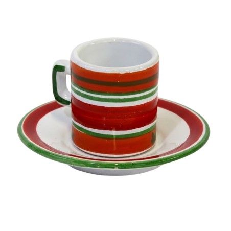 Tazzina caffè cilindrica Piattino Capri Ceramiche siciliane De Simone