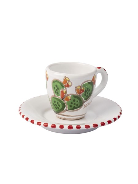 Coffee cup with saucer Folk Pricly Pear Ceramiche De Simone