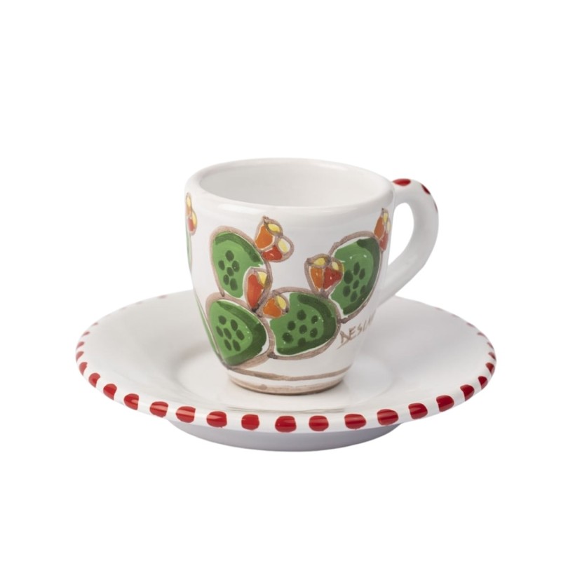 Tazzina caffè + piattino Folk Fichi d'India Ceramiche De Simone